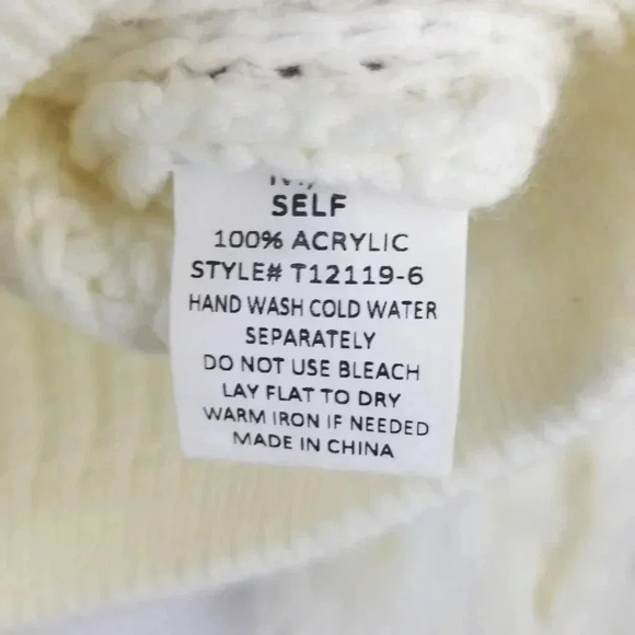 Blue B Collection Off-White Crop Women's Sweater with Fringe Sleeves Sz M/L - Picture 5 of 5